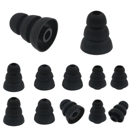 ALXCD Triple Flange Ear Tip, 6 Pairs S/M/L Size Triple Three Flange Noise Isolation Silicone Earbuds Tips with 4mm Connector Hole, Fit for Most in Ear Earphone (Black)[S/M/L]