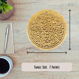 INTELLIGAMES. Round Wooden Bamboo Maze. Labyrinth Puzzle. Educational Brain Teaser. Table Decoration. (7 Inch)