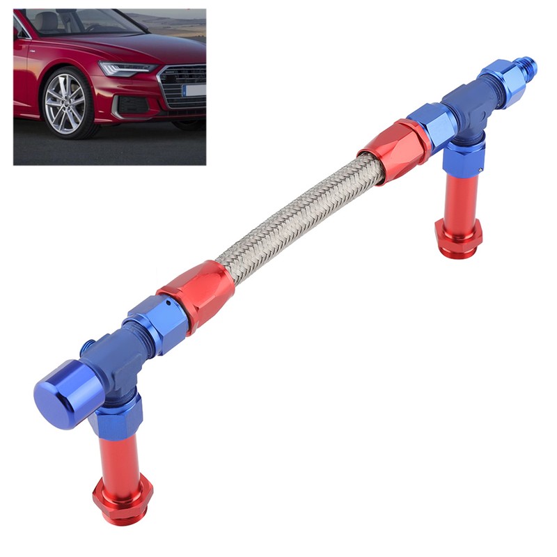 AN8 Braided Dual Feed Fuel Line Kit Carb Fittings for