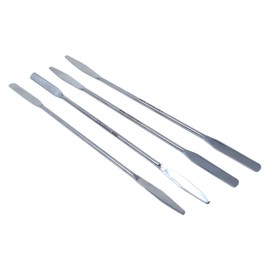 Pack of 4 Lab Micro Double Ended Spatula Round/Tapered Arrow End (Flat Ends 50mm x 9mm), 9" L, Stainless Steel