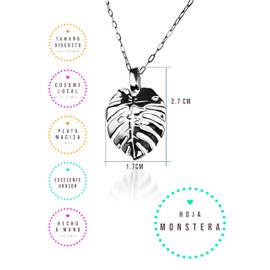 JARDIN DE MATATENA joyería | Dije HOJA TROPICAL MONSTERA | diseño fresco y elegante | elaborado en fina plata mexicana LEY.925 | incluye cadena de obsequio de plata LEY .925 | producto hecho a mano