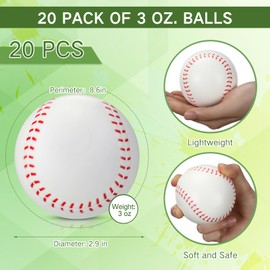 VioraWhite 20 Pack Foam Training Baseballs, 3 oz Balls Pitching Machine Balls High Density Foam Practice Baseball Softball Training Ball for Hitting Practice and Fielding Practice 2.9 Inches
