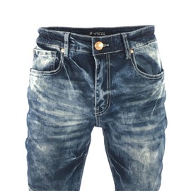 S-JACOL Jeans para Hombre, Pliegues elásticos Ajustados, Pantalones Largos clásico con Cinta Exterior, Azul (Mid Blue), 38W x 34L