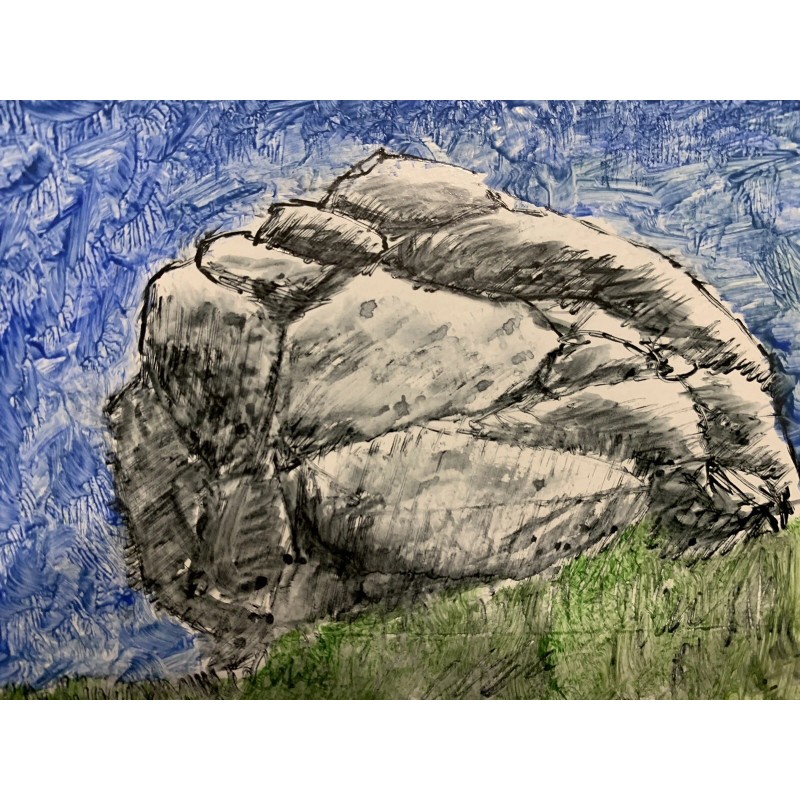 Alex Mac Shop Original ACEO Drawing Stone Rock Landscape Nature