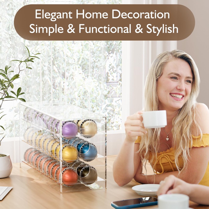 BXINREDA Acrylic Coffee Pod Organizer for Nespresso Vertuo Pod Holder