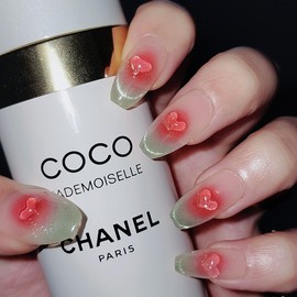 Watermelon Bar [Handmade Nail Tips] - Coffin / 수박바 [수제네일팁] - 코핀