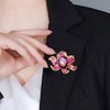 Enamel Peony Brooch Pins for Women Luxury Purple Rhinestone Peony