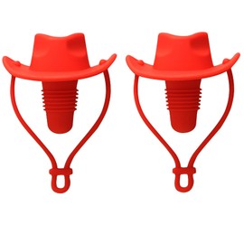 Funny Wine Stopper, 2 Pcs Cute Silicone Wine Stoppers Reusable Hat Shaped Decorative Wine Sealer Bottle Caps, Kitchen Gadgets Wine Accessories Gifts for Wine Lover (Red)