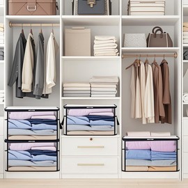 NXANZ 4Pack Clear Clothes Storage Bags 60L Plastic Foldable Blanket Storage bins Bags with Zipper