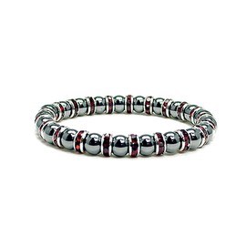 Accents Kingdom Magnetic Bracelet Women's Tuchi Simulated Pearl Hematite Magnetic Therapy Bracelet with Simulated Garnet Crystal, 7.5"