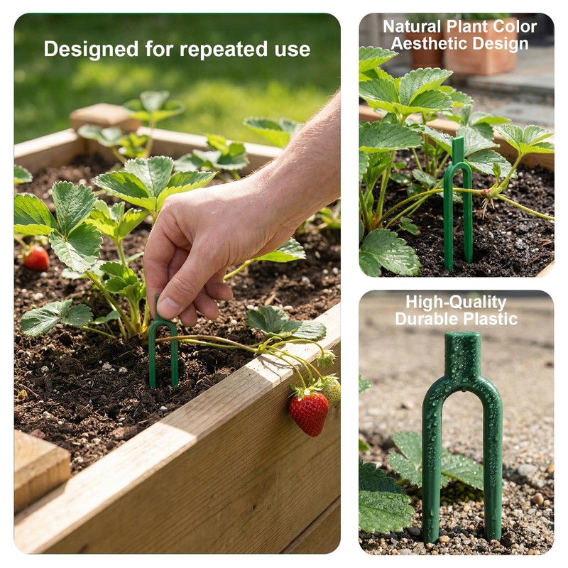 120 Pcs Strawberry Plant Support Pins, Plastic U-Shaped Garden Anchor
