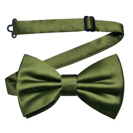 Branduce Solid Color Pre-tied Bow Tie Quality Adjustable Bowtie for Men Party Wedding, Olive Green, general