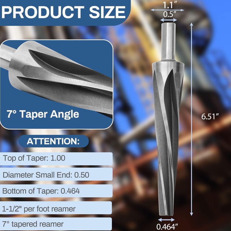 7 Degree Ball Joint Tapered Reamer,6542 High-Speed Tool Steel Tapered