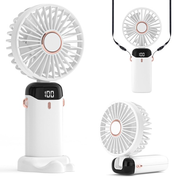 Nodinsy Portable Handheld Fan, 1600mAh Battery Operated Fan with Base,
