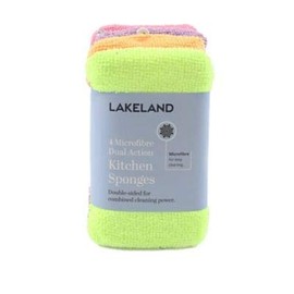 Lakeland Dual Action Microfibre Cleaning Sponge & Scourer Pads - Pack of 4