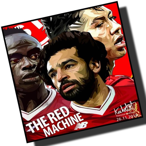 Tridente "FW Three Musketeers" Liverpool FC Salar Filmino Manet Overseas Soccer Art Panel Wooden Wall Decor Poster (10.2 x 10.2 inches (26 x 26 cm Art Panel Only)