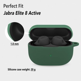 Geiomoo Silicone Case for Jabra Elite 8 Active, Jabra Elite 8 Active Gen 2, Jabra Elite 10, Jabra Elite 10 Gen 2, Protective Cover with Carabiner (Emerald Green)