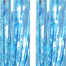 Light Blue Backdrop Streamers AILEXI 2 Pack 1 m x 2 m Metallic Tinsel Foil Fringe Curtains for Photo Booth Party Decor