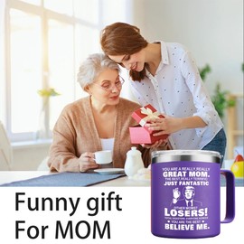 Mothers Day Gifts for Mom from Daughter, Son，Funny mom mug，Funny Wife Mommy Mama Present Cool Mug Cup， Mom Birthday Gifts，14OZ (purple)