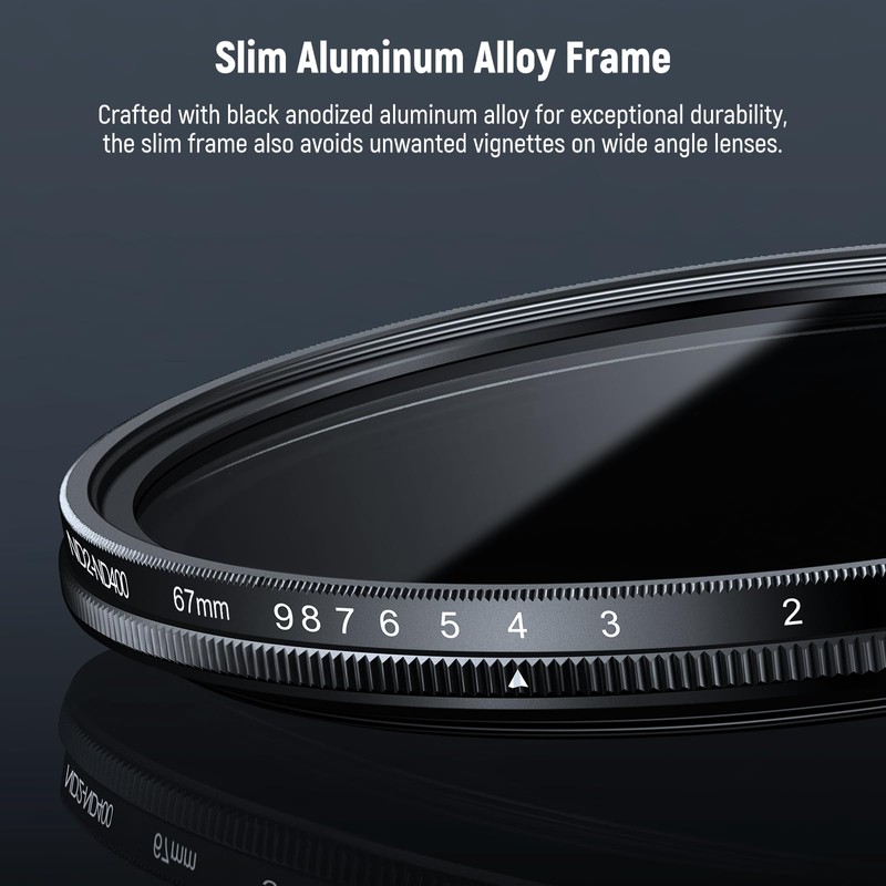 NEEWER BASICS 67mm Variable ND Filter, ND2-400 1-9 Stops Light