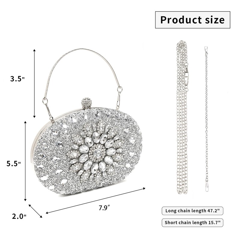 Beaguful - Bolsas de noche para mujer, con diamantes de