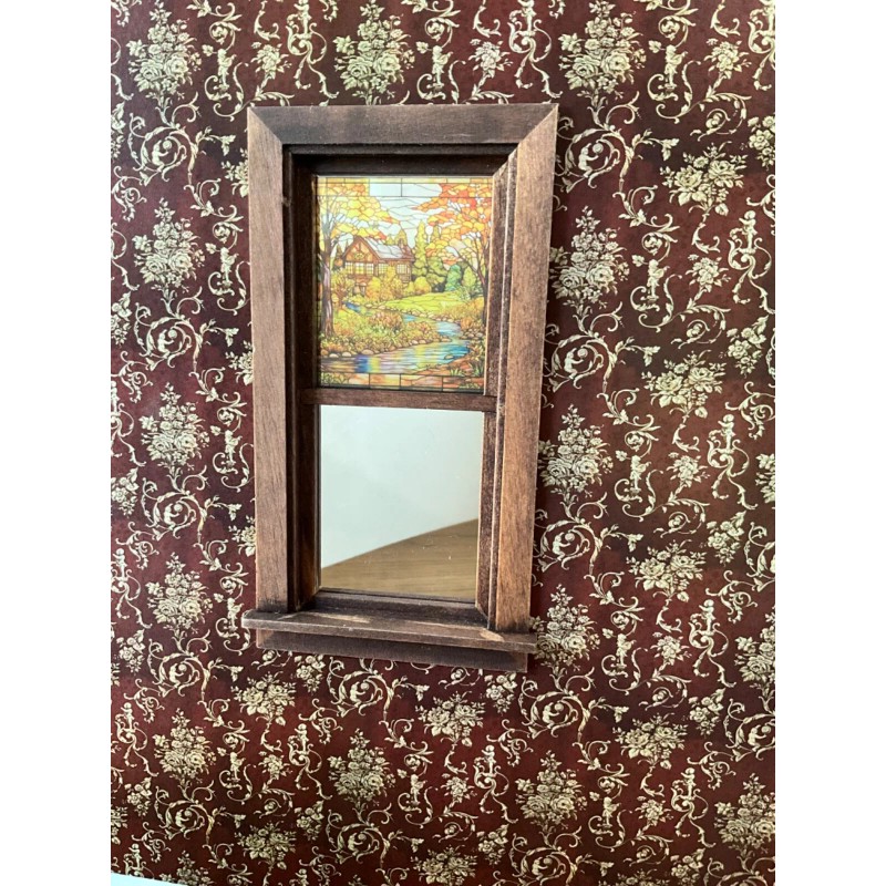 Unbranded Autumn Maple Cottage Dollhouse Miniature Stained Glass Window Film