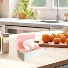 Xusdamyj Wipes Dispenser, Wet Wipe Holder with 2Pcs Refillable Wipe Holder, Reusable Wipe Box, White+pink, Plastic, Rectangular