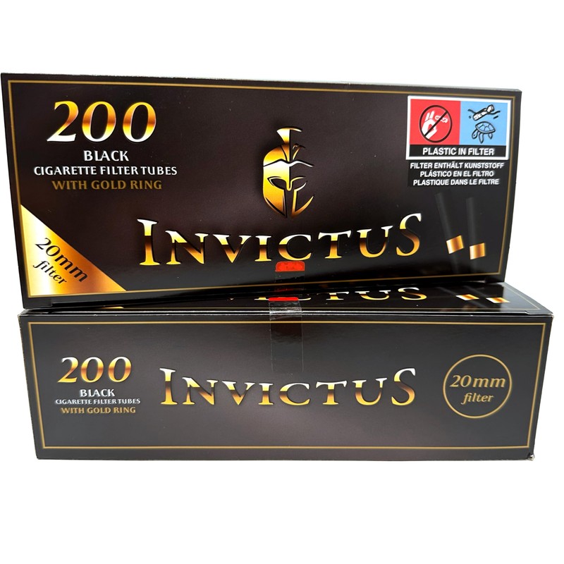 Black Empty Regular 20mm Filter Tubes with Golden Ring -