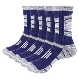 YUEVO SPORTS Mens Thick Athletic Cotton Socks For Men Size 6-10, Blue Sweat Wicking Anti-Odor Cushioned Performance Walking Sports Casual Everyday Work Socks (5 Pairs)