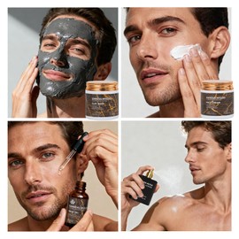 30 Pcs Men Sandalwood Facial Skin Care Set for Men, Father's Day Gifts, Beard Grooming Set, Bath & Body Gift Kit, Bath Bomb, Birthday, Valentines, Husband, Holiday, Christmas, Dad
