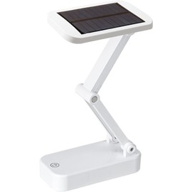 keeda Solar Foldable Desk Lamp, Portable Dimmable LED Reading Lamp with Solar & USB Charging Port for Student Bedside Night Light Cordless Table lamp for Office, Bedroom, Travel, Emergency (White)