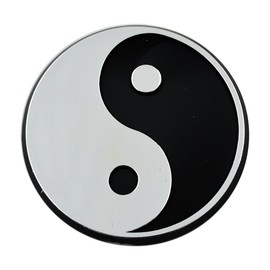Yin Yang Peace Plastic Auto Emblem - [Silver][2 1/2'' x 2 1/2 '']