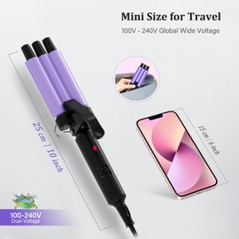 janelove 13mm mini Lockenstab für kurze haare, mini Welleneisen für haare, 180°C/210°C, Turmalin Keramik, 30s Schnellaufheizung, mit Kamm und Clips, Kompakte Größe für Reisen - Lila