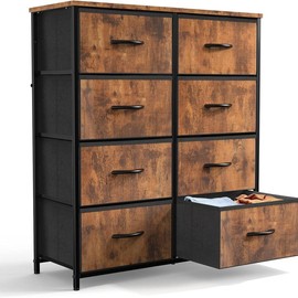 Dresser for Bedroom Drawer Dresser Organizer Storage Drawers Fabric Storage Tower with 8 Drawers - Color: Rustic Brown