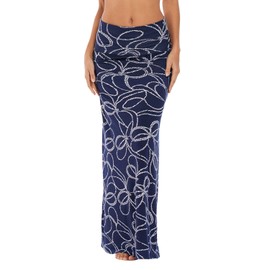 Urban CoCo Women's Stylish Spandex Comfy Fold-Over Flare Long Maxi Skirt (L, 10)