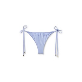 CALZEDONIA Woman's Brazilian String Swimsuit Bottom Shiny Satin in Light Blue, Size S