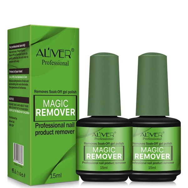 Nail Polish Remover 2 Pieces, 2-3 Minutes Quick & Easy Gel Nail Polish Remover - Safe, Non-Irritating Odor, No Need for Foil, Soaking or Packaging, 15 ml