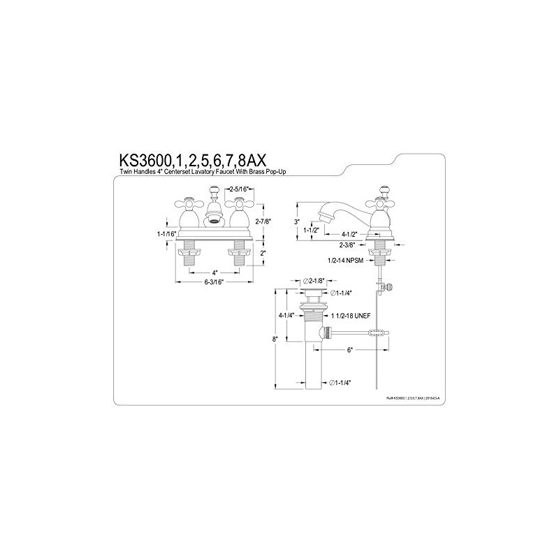 Kingston Brass KS3601AX Restoration 4-Inch Centerset Lavatory Faucet with Metal