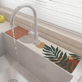 24" X 5.5" Kitchen Sink Splash Guard Faucet Mat Boho Super Absorbent Fast Drying Faucet Guard & Draining Mat Sink Splash Guard Behind Faucet for Kitchen, Bathroom