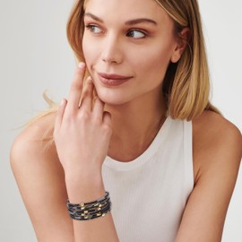 Long tiantian Leather Wrap Bracelets for Women Leopard Beaded Bracelets