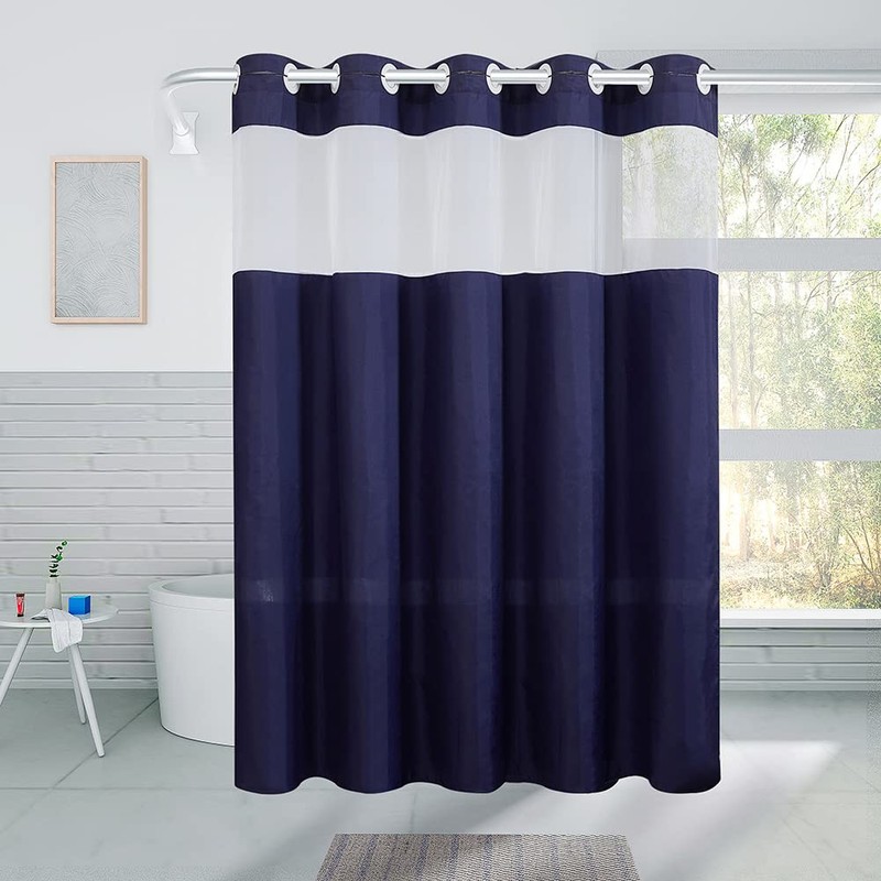 Extra Long No Hook Shower Curtain,Polyester Fabric Shower Curtains for