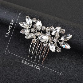 NTRUXZP Bridal Wedding Hair Combs Crystal Flower Bridal Headpiece Beads Hair Clips Hair Accessories for Women and Girls (Silver)