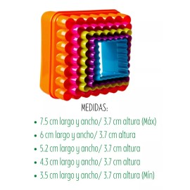Anforama- Central IVVI Juego De 5 Cortadores Plástico Para Galleta, Cuadrado Rizado