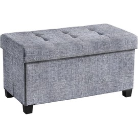 Ornavo Home 30 Inch Storage Ottoman, Large Storage Bench, Ottoman with Storage with Legs, Foot Rest Stool, Bedroom Bench - Gray