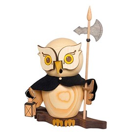 Kuhnert Woodturning Smoke Figure / Incense Figure - Owl Night Watchman Made of Solid Wood - Approx. 15 cm - Made in Germany