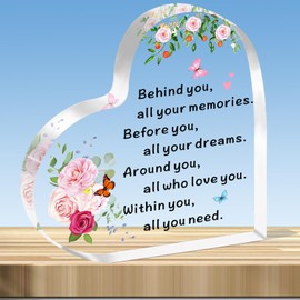 JMIMO Inspirational Gifts for Women Encouragement gifts Acrylic Plaque for Friend Her Birthday Christmas Graduation Gifts for Her Acrylic Plaque Present - Behind You All Your Memories