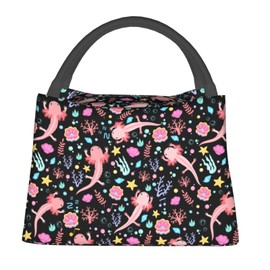 MOLIAN Axolotl Lunch Bag Insulated Lunch Box Cooler Tote Bag For Women Men Black