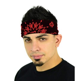Mato & Hash Large Bandanas 27 x 27 | Versatile Biker Rags | Classic Paisley Bandana Pattern - 2PK Black/Red CA4200
