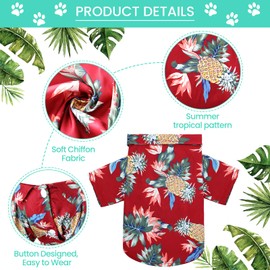 Weewooday 4 Pieces Pet Summer T-Shirts Hawaii Style Floral Pet Dog Shirt Breathable Cool Clothes Beach Seaside Puppy Sweatshirt for Small Puppy(Cute Style,X-Large)