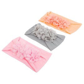 Beavorty 3pcs Floral Headbands for Boys and Girls Adorable Flexible Cloth Hair Accessories for Boy Girl and Toddlers Includes Colors Blood Tooth Grey Light Pink for Everyday Wear and